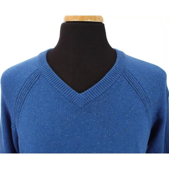 Lucky Brand Sweater V Neck Pullover Knit Speckled White Blue Mens Sz XL - Picture 6 of 11